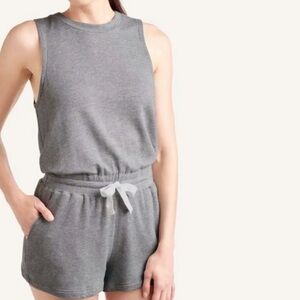 NWT Splendid Kona Drawstring Cozy Lounge Romper in Grey